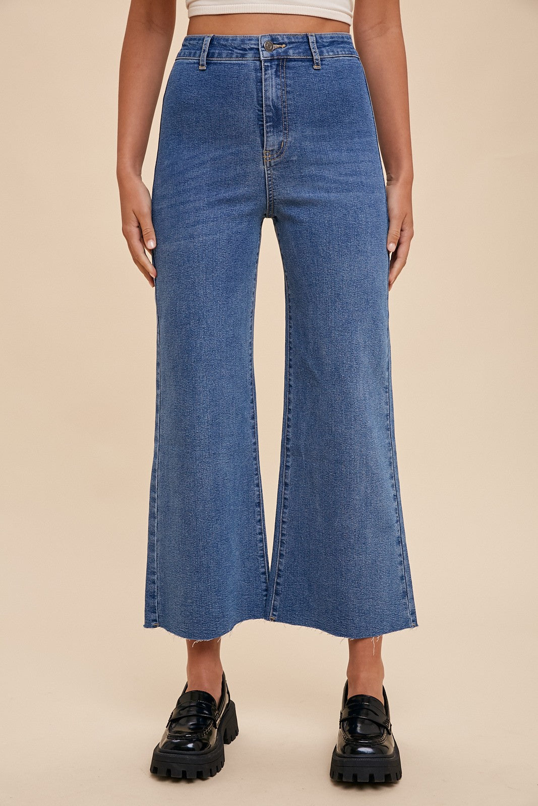 High Rise Wide Leg Cropped Jeans - Medium Denim – Grant and