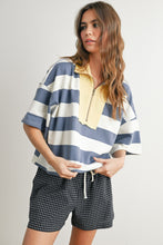 Load image into Gallery viewer, Oversized Striped Zip-Up Polo Shirt