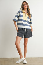 Load image into Gallery viewer, Oversized Striped Zip-Up Polo Shirt