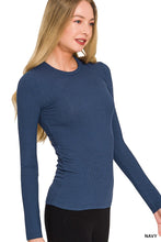 Load image into Gallery viewer, Ribbed Long Sleeve Shirt - Navy
